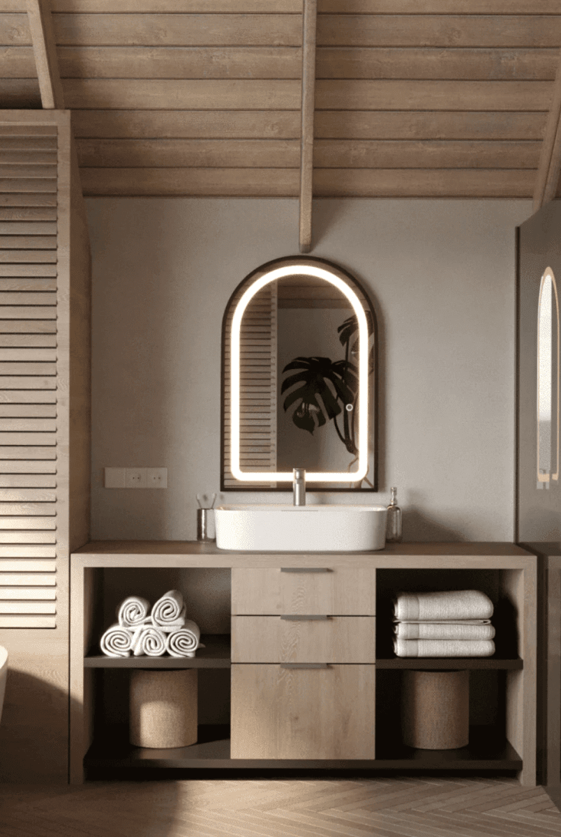 Black Arch Vanity Wall Mirror with Embedded Light (4 Sizes) Mirrors Homekode