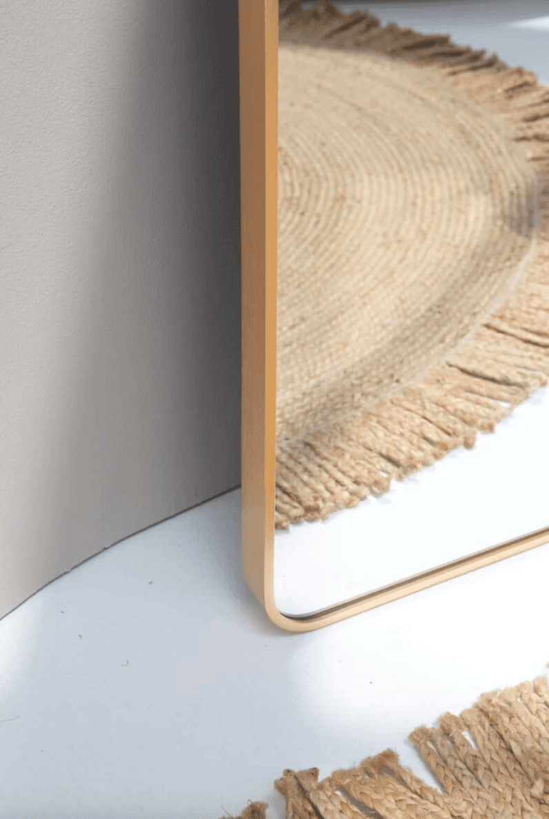 Ziva Rounded Corners Rectangular Gold Mirror (60x180 CM) Mirrors Homekode