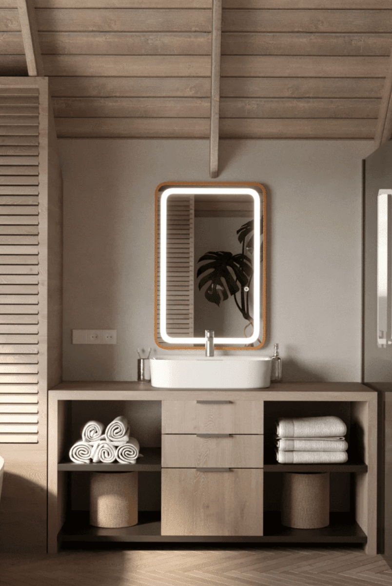 Kayla Gold Fe LED Rectangle Wall Mirror (6 Sizes) Mirrors Homekode