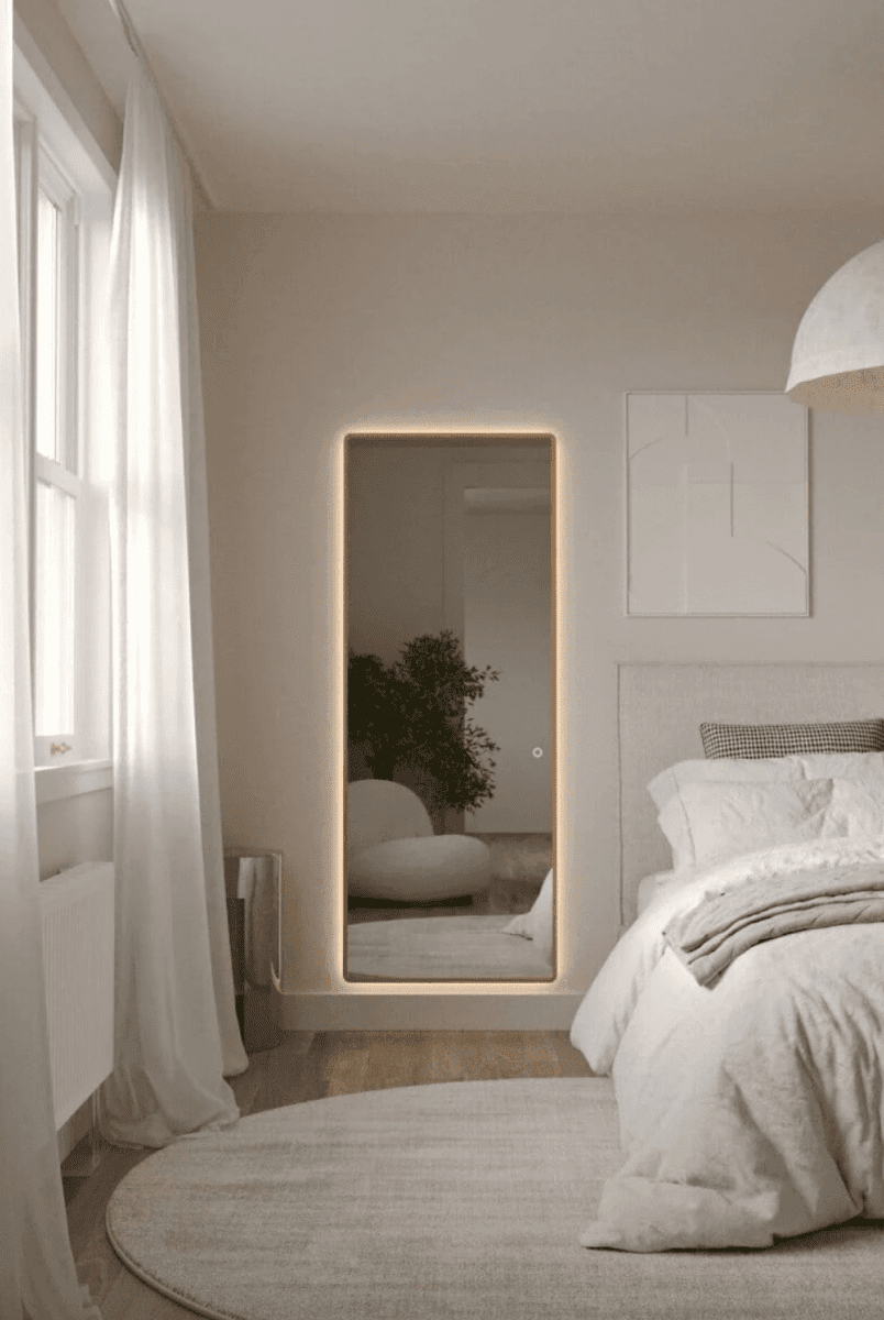 Backlit Rounded Corners Rectangular Gold Mirror (2 Sizes) Homekode