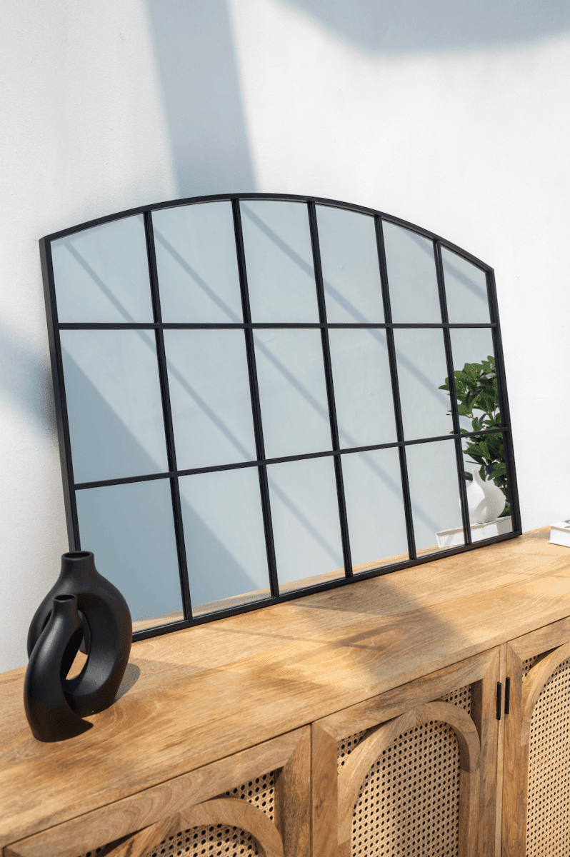 Raven Black Window Black Console Mirror (120x80 CM) Homekode