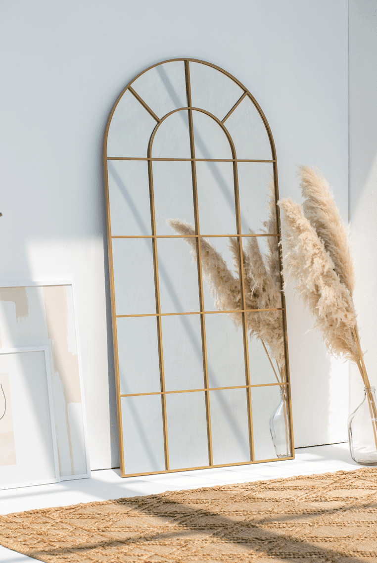 Astrid Gold Window Arch Full Length Mirror (200X100 CM) Mirrors Homekode
