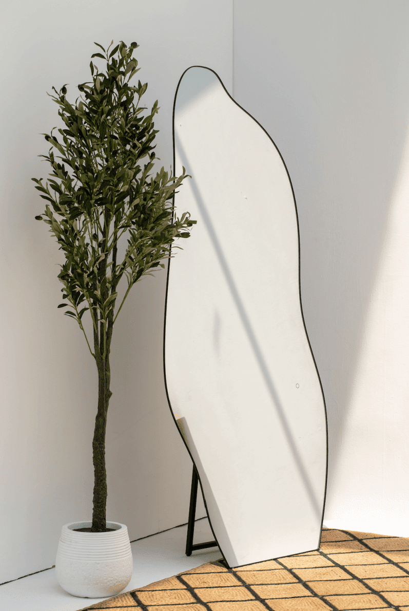 Odessa Backlit Irregular Black Frame Mirror with Stand (3 Sizes)