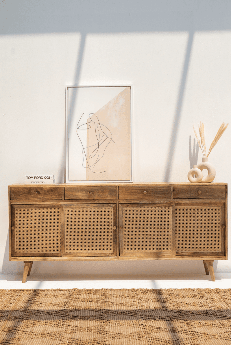 Monroe Rattan Four Doors Sideboard Homekode