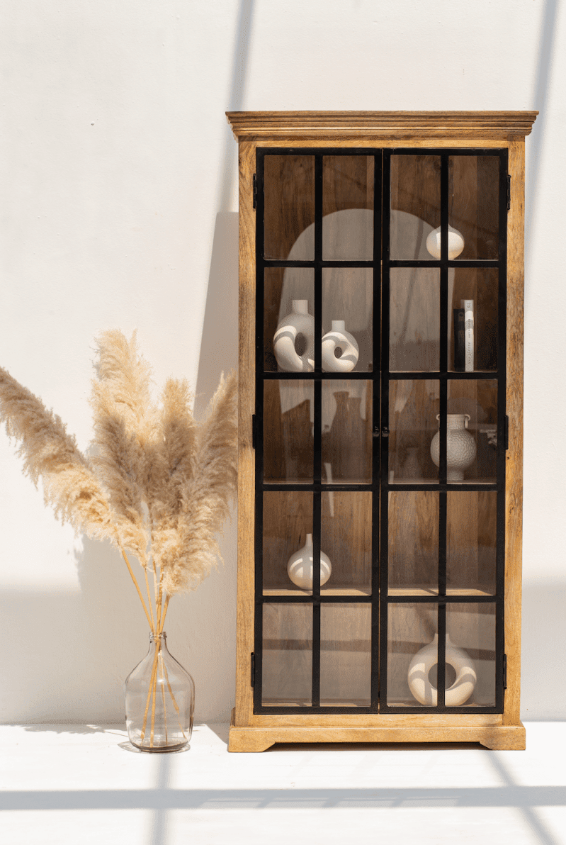 Ravenna Industrial Wooden Cabinet with Black Metal Doors