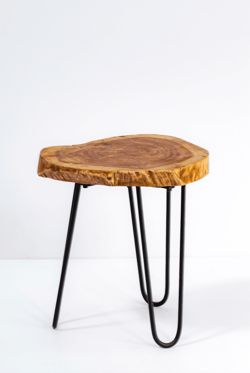 Tree Stump Side Table with Hairpin Legs