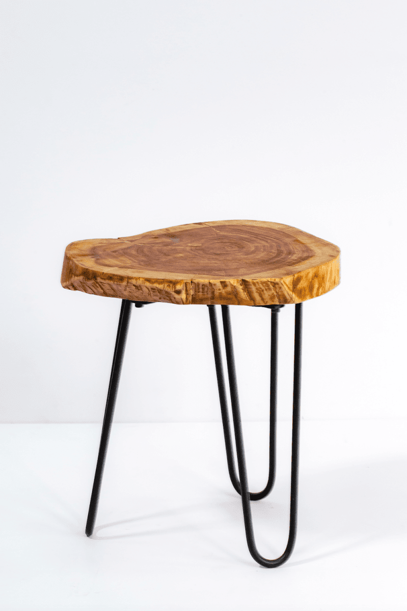 Tree Stump Side Table with Hairpin Legs