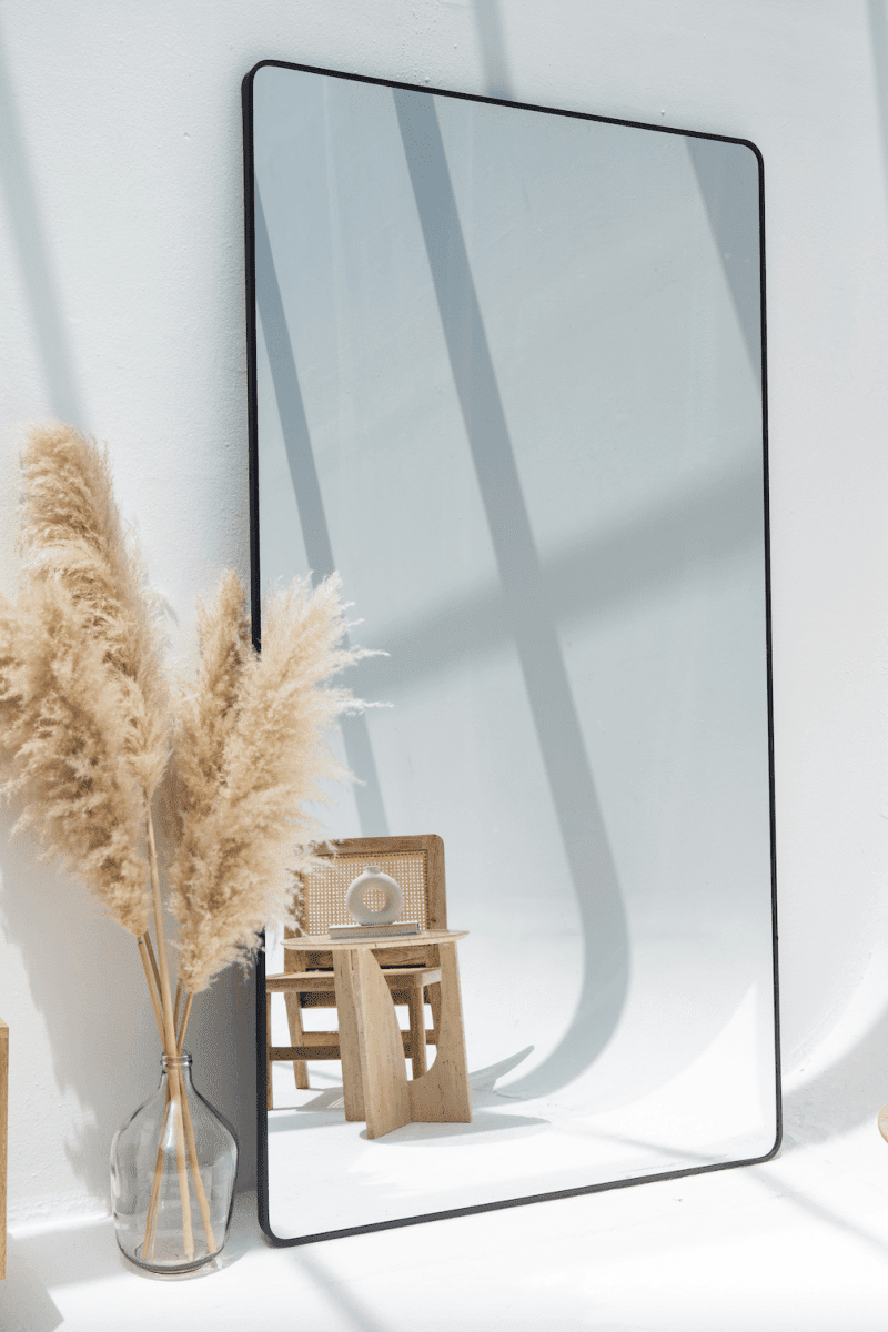 Adeline Rounded Corners Rectangular Black Mirror (220x120 CM) Mirrors Homekode