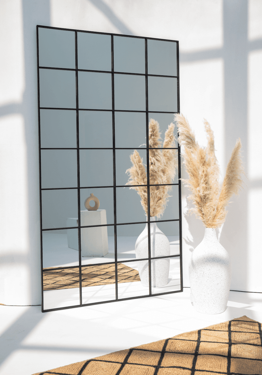 Freya XL Black Rectangular Window Mirror (210x120 CM) Mirrors Homekode