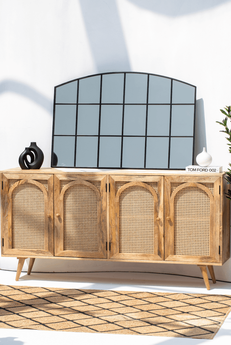 Raven Black Window Black Console Mirror (120x80 CM) Homekode