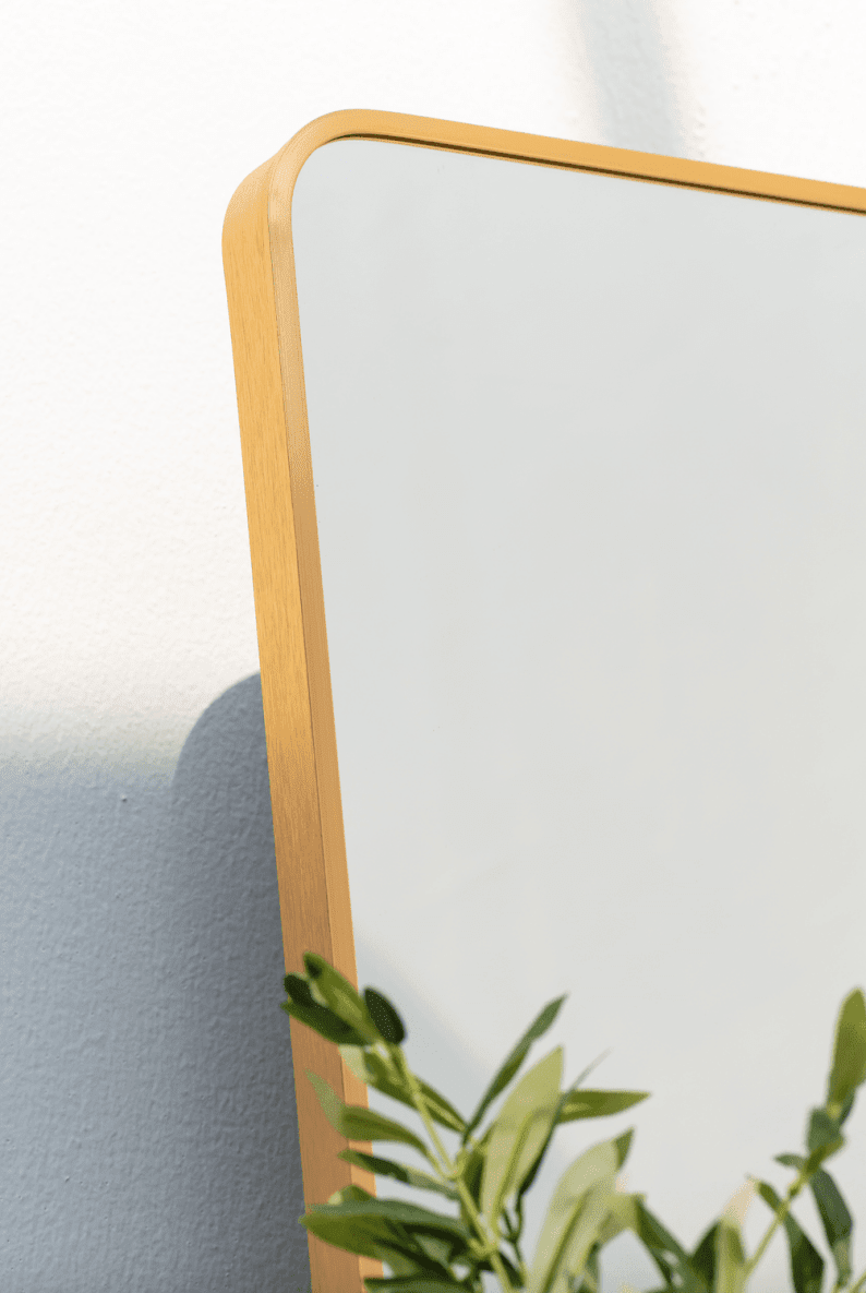 Large Rounded Corners Rectangular Gold Mirror (220x120 CM) Mirrors Homekode