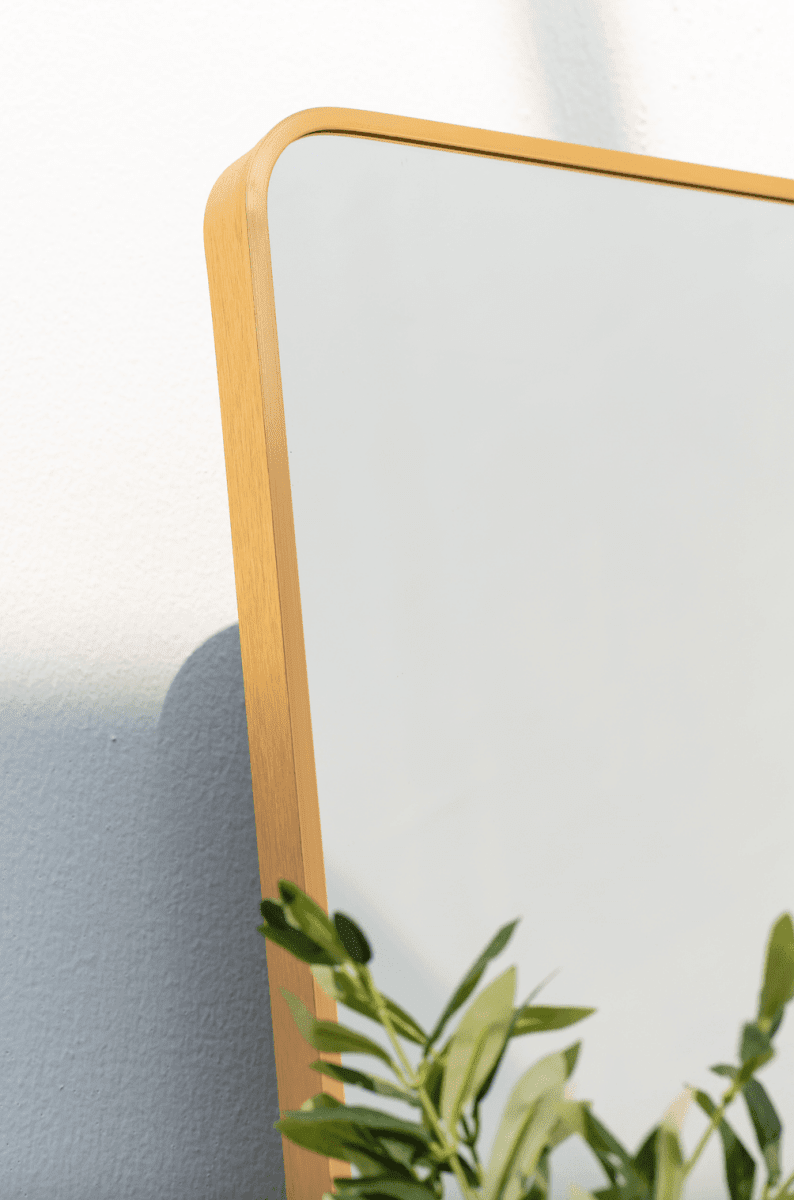 Large Rounded Corners Rectangular Gold Mirror (220x120 CM) Mirrors Homekode