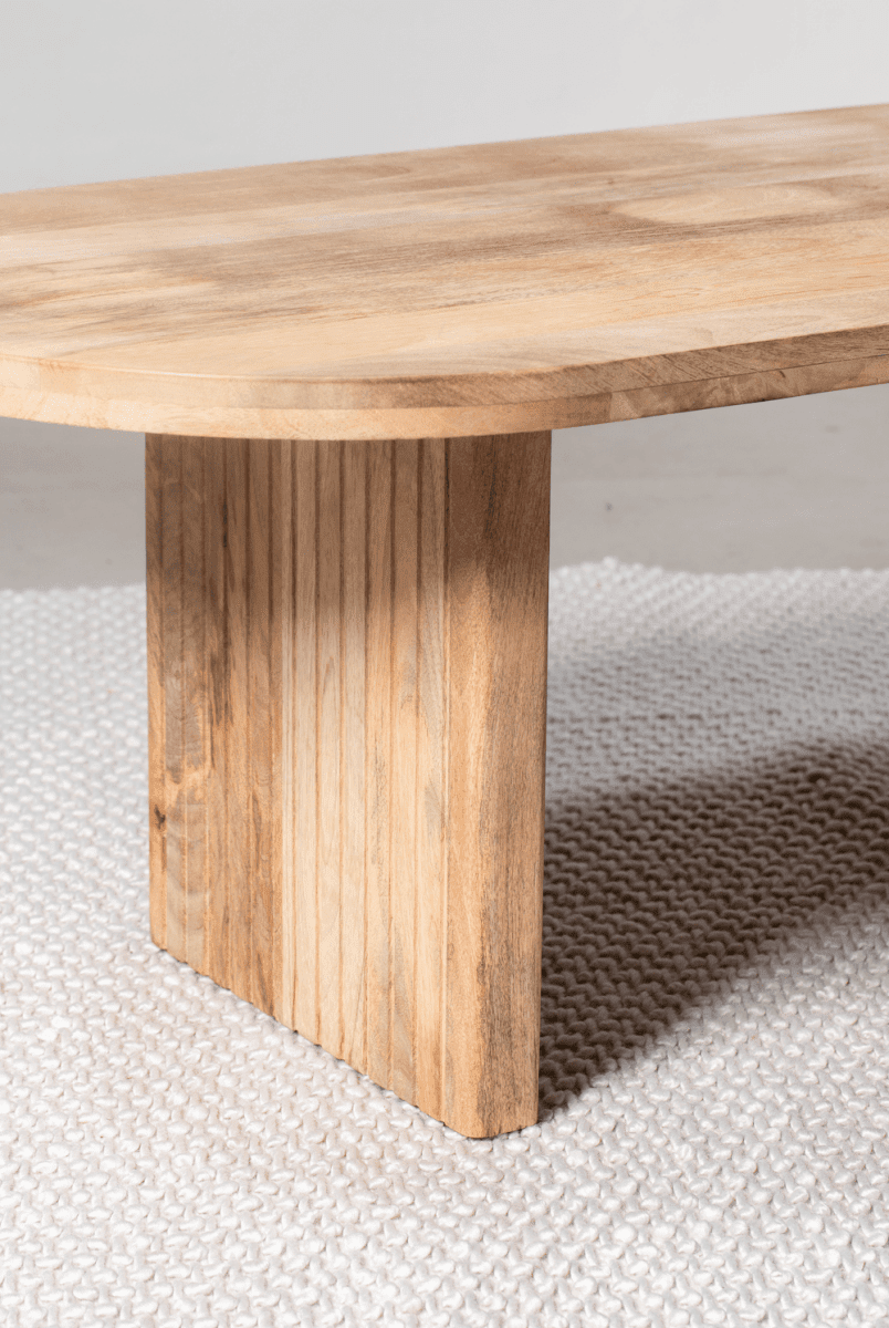 Oval Shape Wooden Coffee Table with Flat Legs Homekode