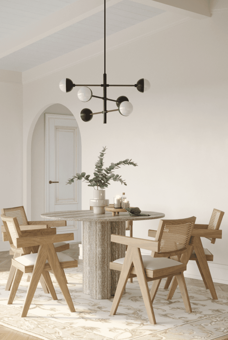 Ariel Round Grey Travertine Dining Table with Three Legs (3 Sizes) Homekode