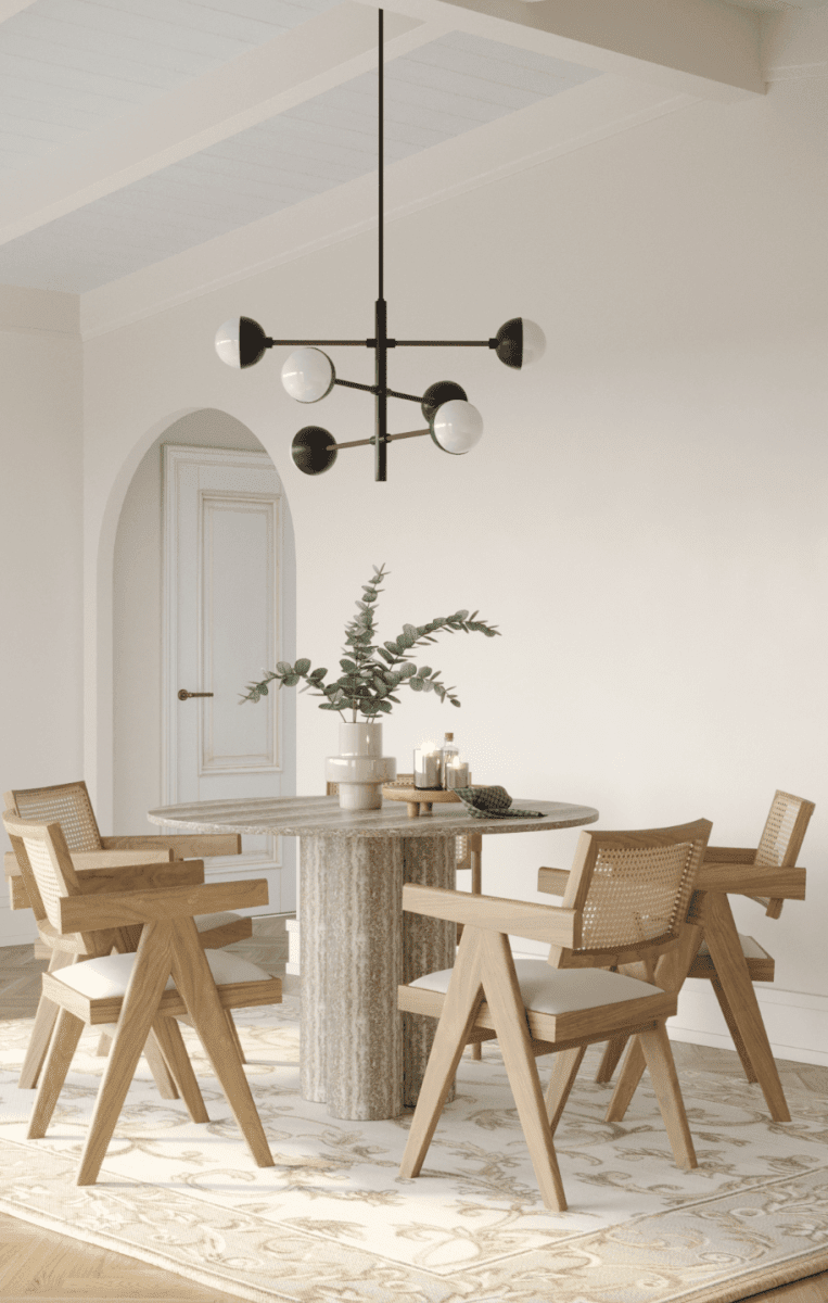 Ariel Round Grey Travertine Dining Table with Three Legs (3 Sizes) Homekode