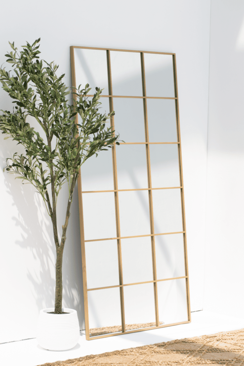 Lavinia Gold Rectangular Window Mirror (180x90 CM) Mirrors Homekode