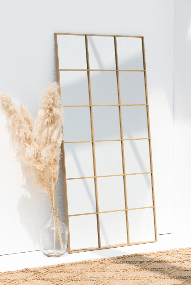 Lavinia Gold Rectangular Window Mirror (180x90 CM) Mirrors Homekode