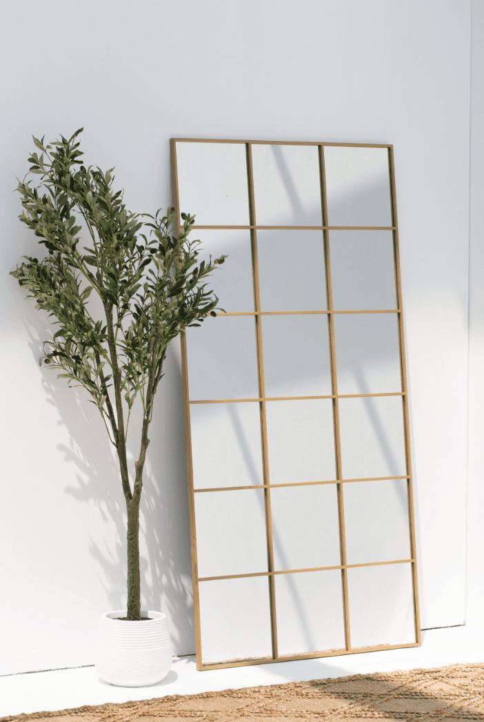Lavinia Gold Rectangular Window Mirror (180x90 CM) Mirrors Homekode