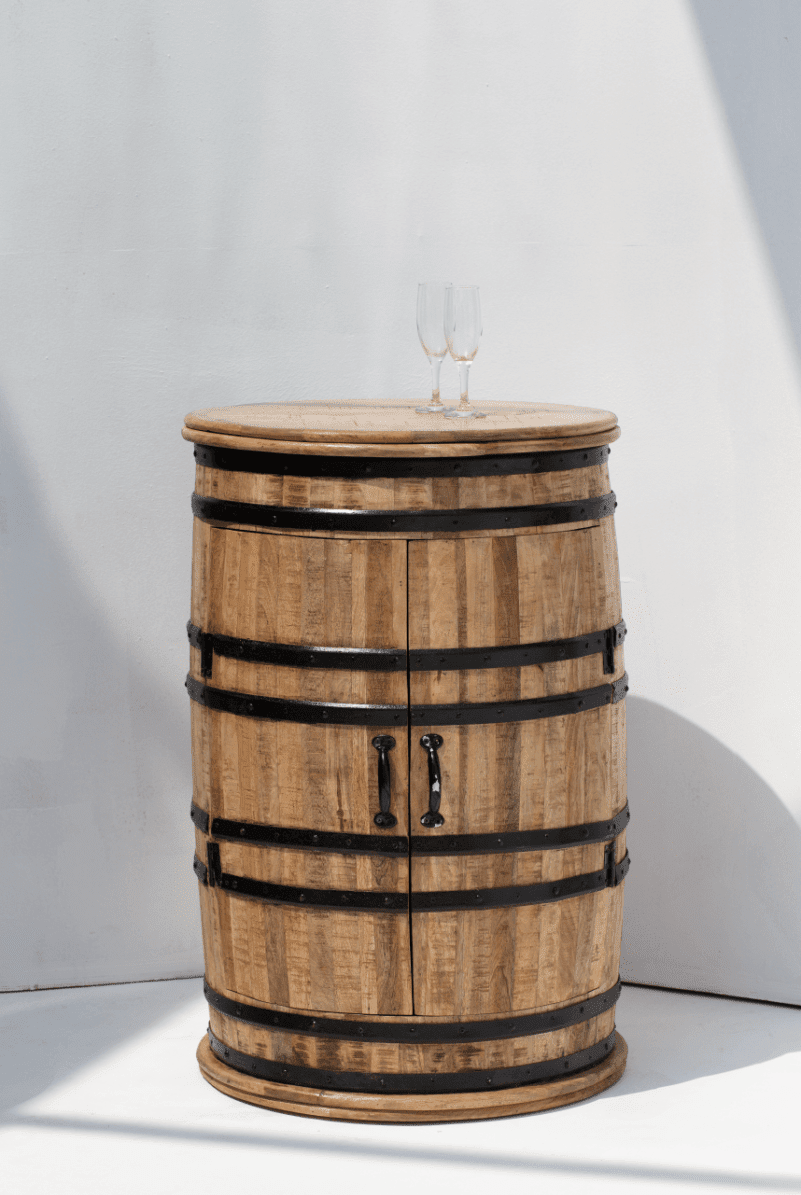 Alani Industrial Barrel Cocktail Cabinet (100x65CM)