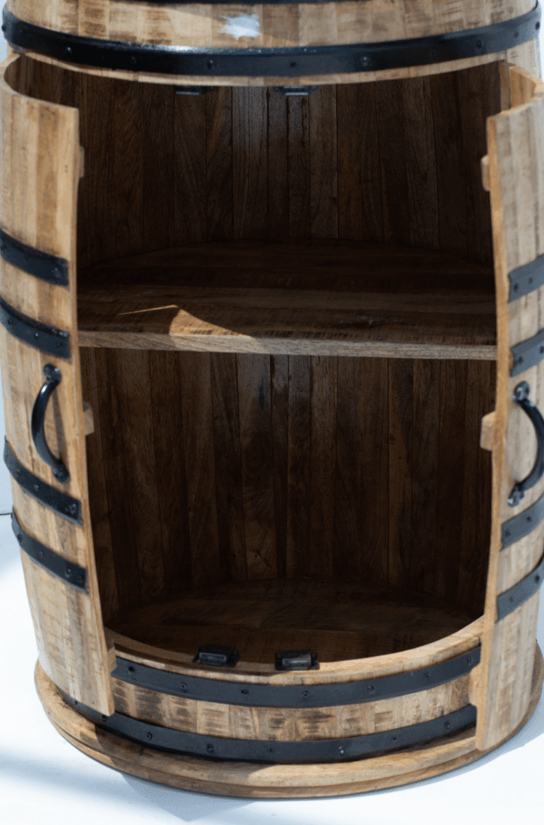 Alani Industrial Barrel Cocktail Cabinet Homekode