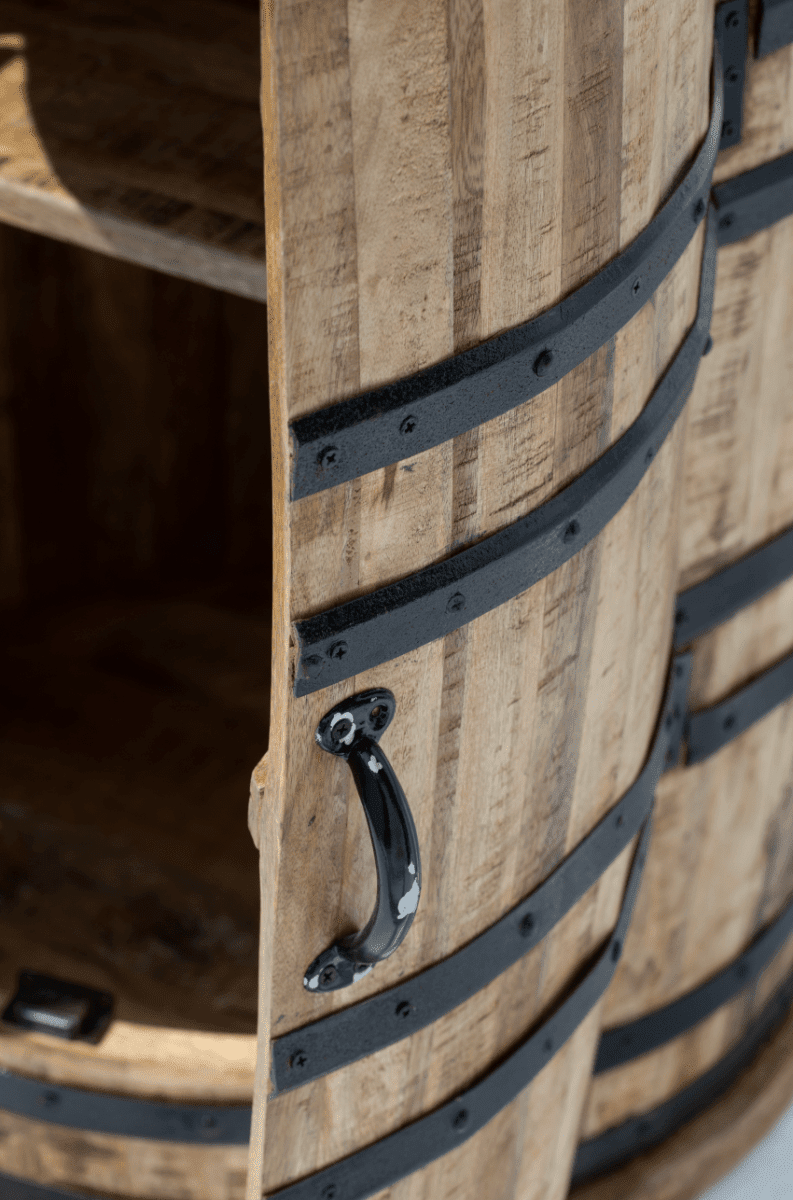 Alani Industrial Barrel Cocktail Cabinet Homekode