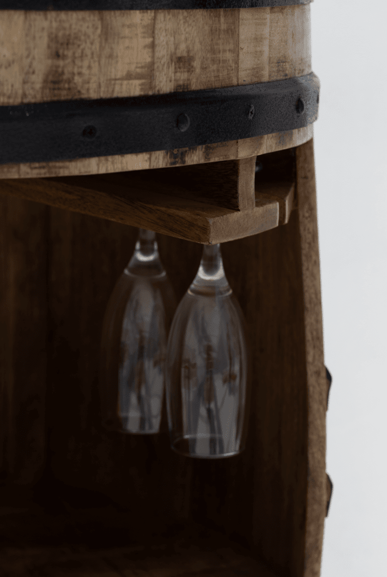 Saylor Industrial Barrel Cocktail Cabinet Homekode