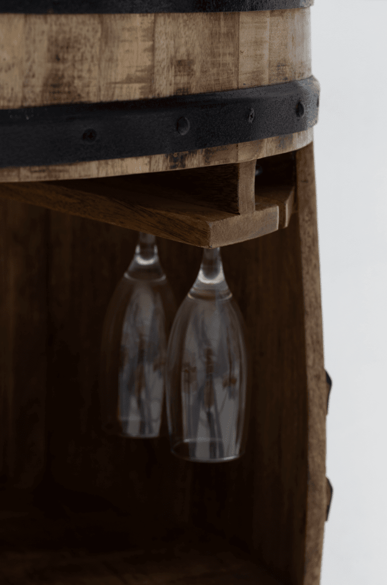 Saylor Industrial Barrel Cocktail Cabinet Homekode