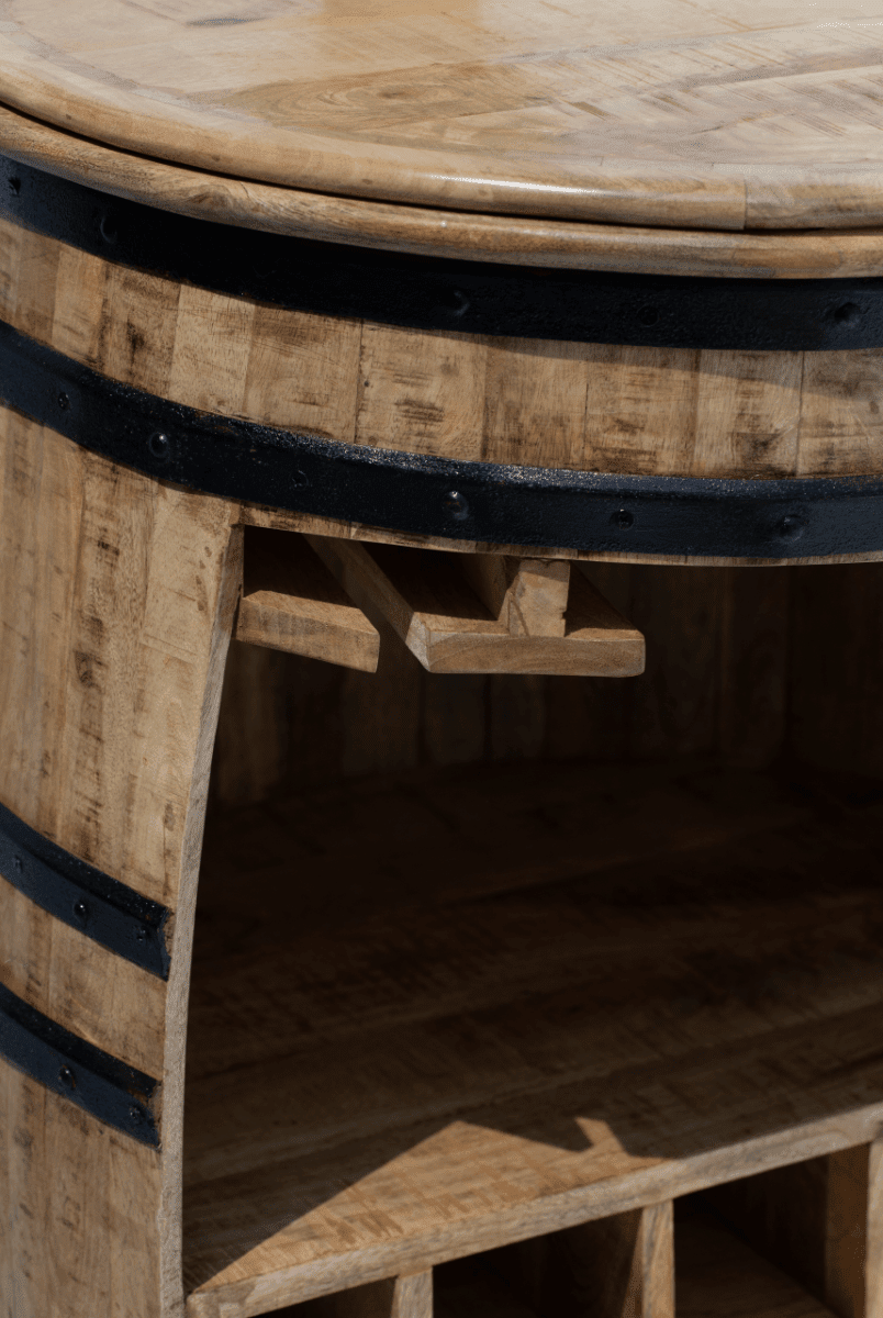 Saylor Industrial Barrel Cocktail Cabinet Homekode