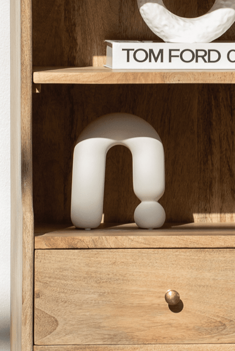 U Shape White Ceramic Sculpture (16x18 CM)