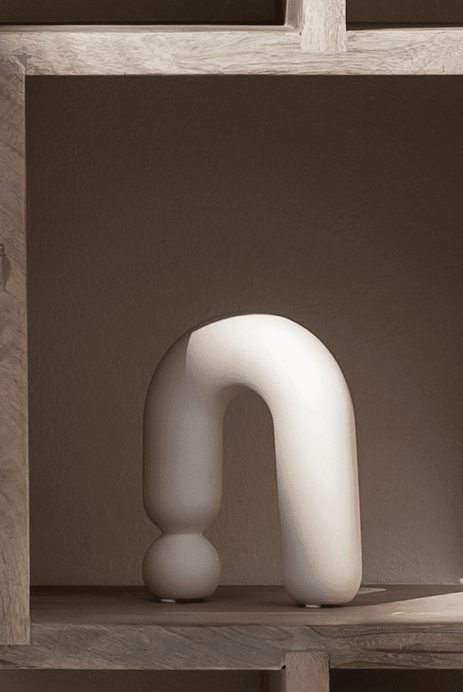 U Shape White Ceramic Sculpture (16x18 CM)