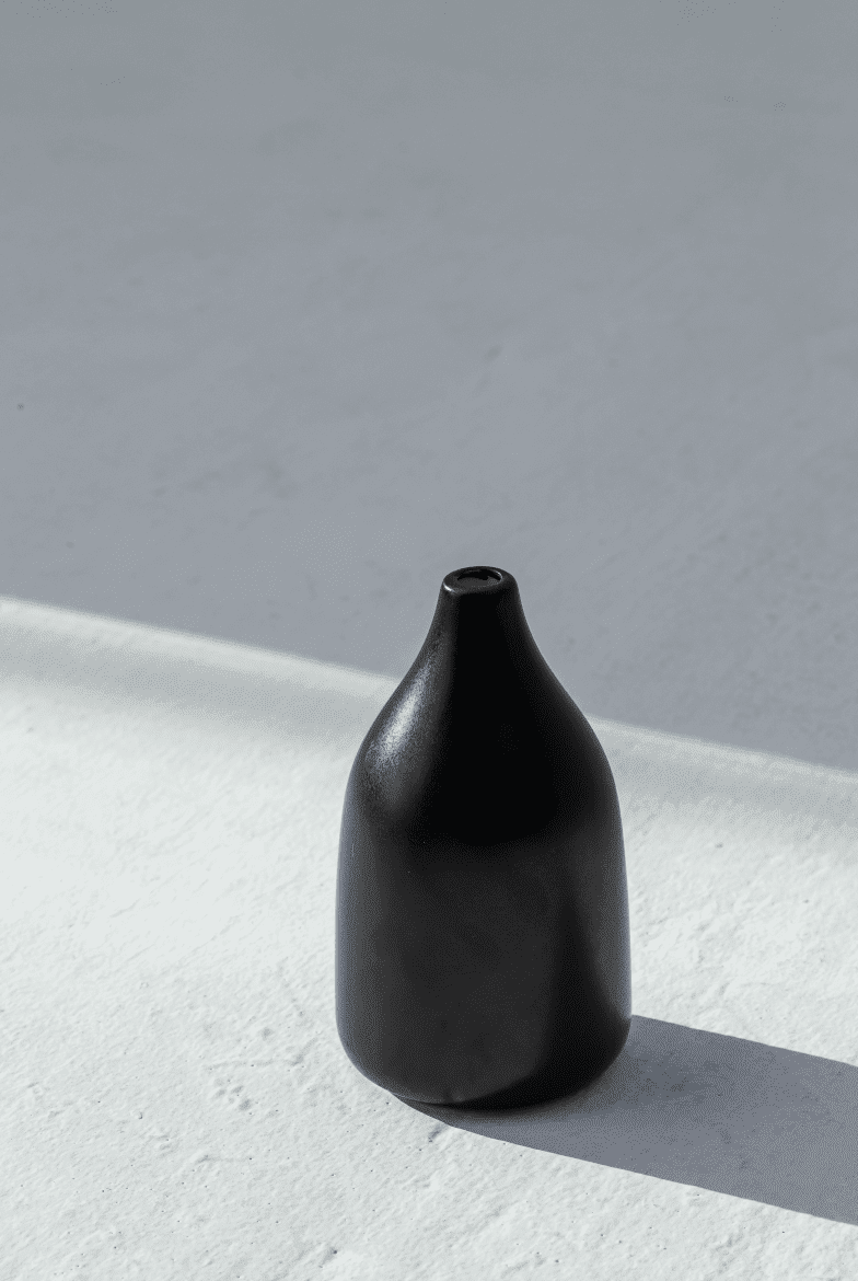 Black Ceramic Round Elongated Vase