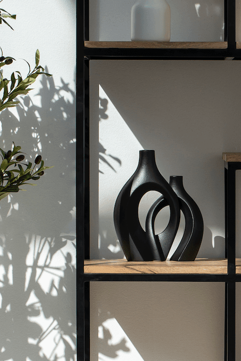 Ceramic Nordic Minimalist 2 in 1 Black Vase