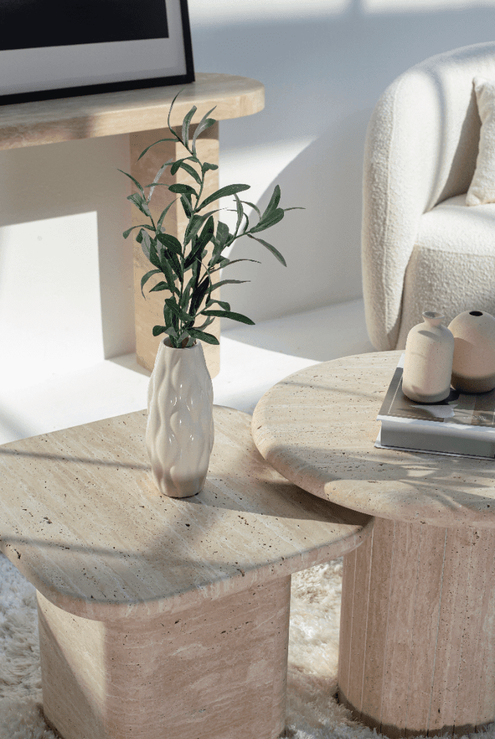 Geometric Light Beige Ceramaic Vase (2 Sizes) Homekode