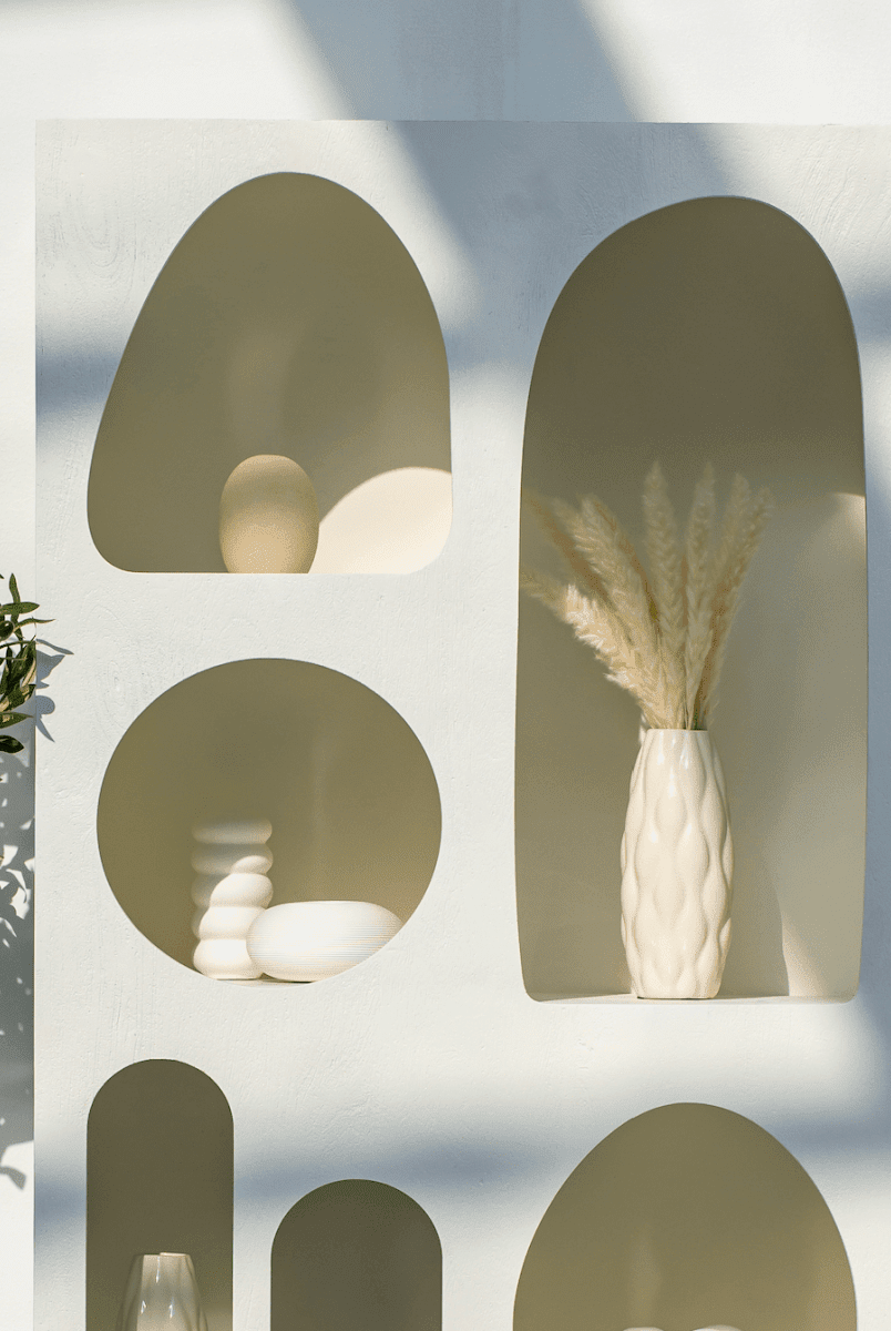 Geometric Light Beige Ceramaic Vase (2 Sizes) Homekode