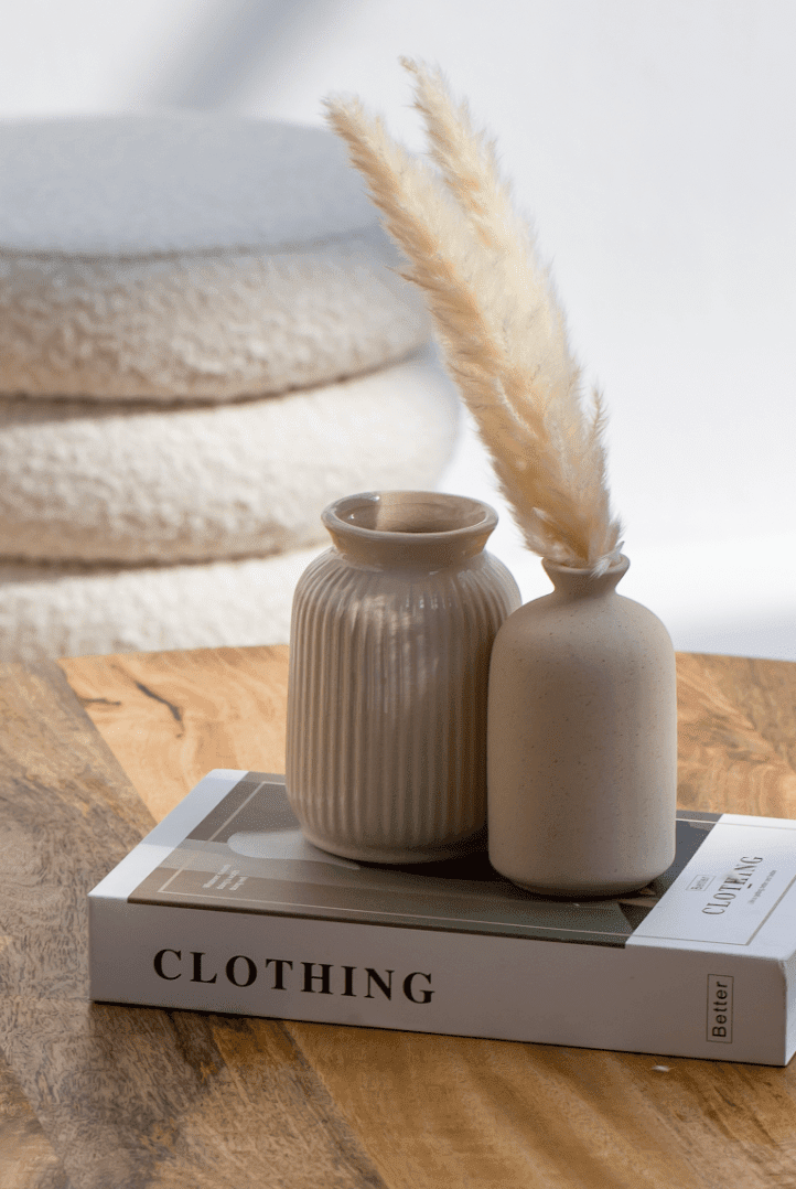 Long Mini Beige Ceramic Vase (8x14 CM)