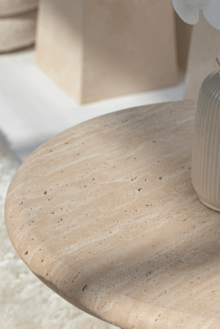 Ava Travertine Round Top Coffee Tables (3 Sizes) Coffee Tables