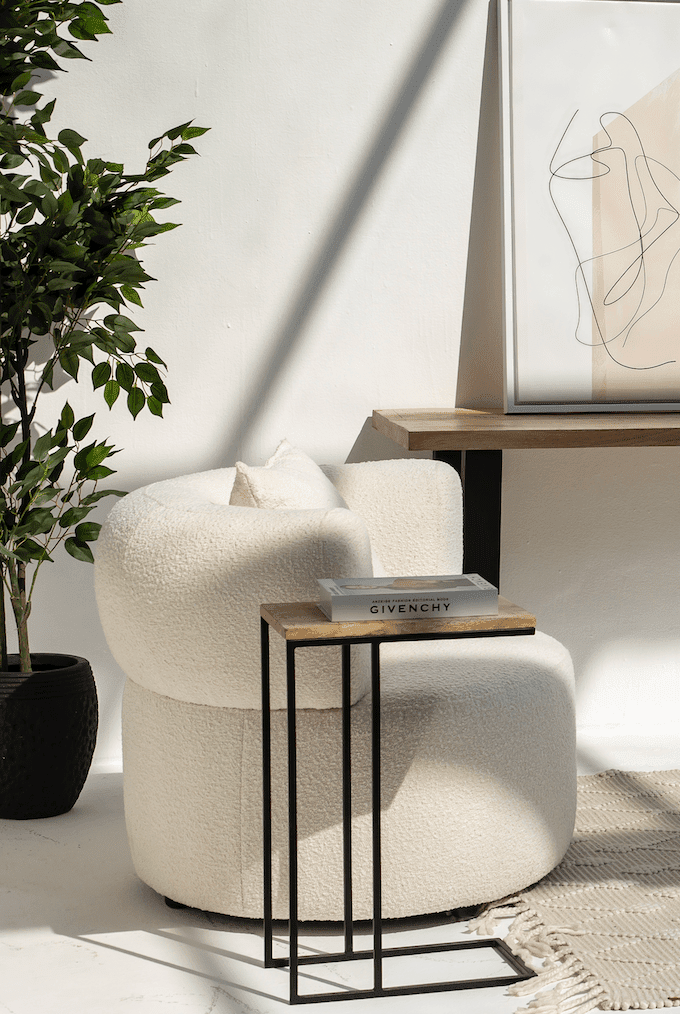 Eriona Wooden Side Table with Metal Legs