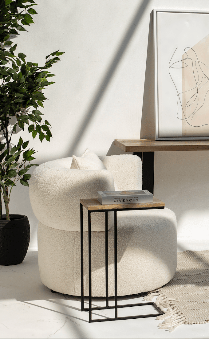 Eriona Wooden Side Table with Metal Legs