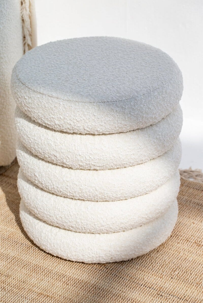 Layers Boucle Pouf Ottoman (45x40 CM) Homekode