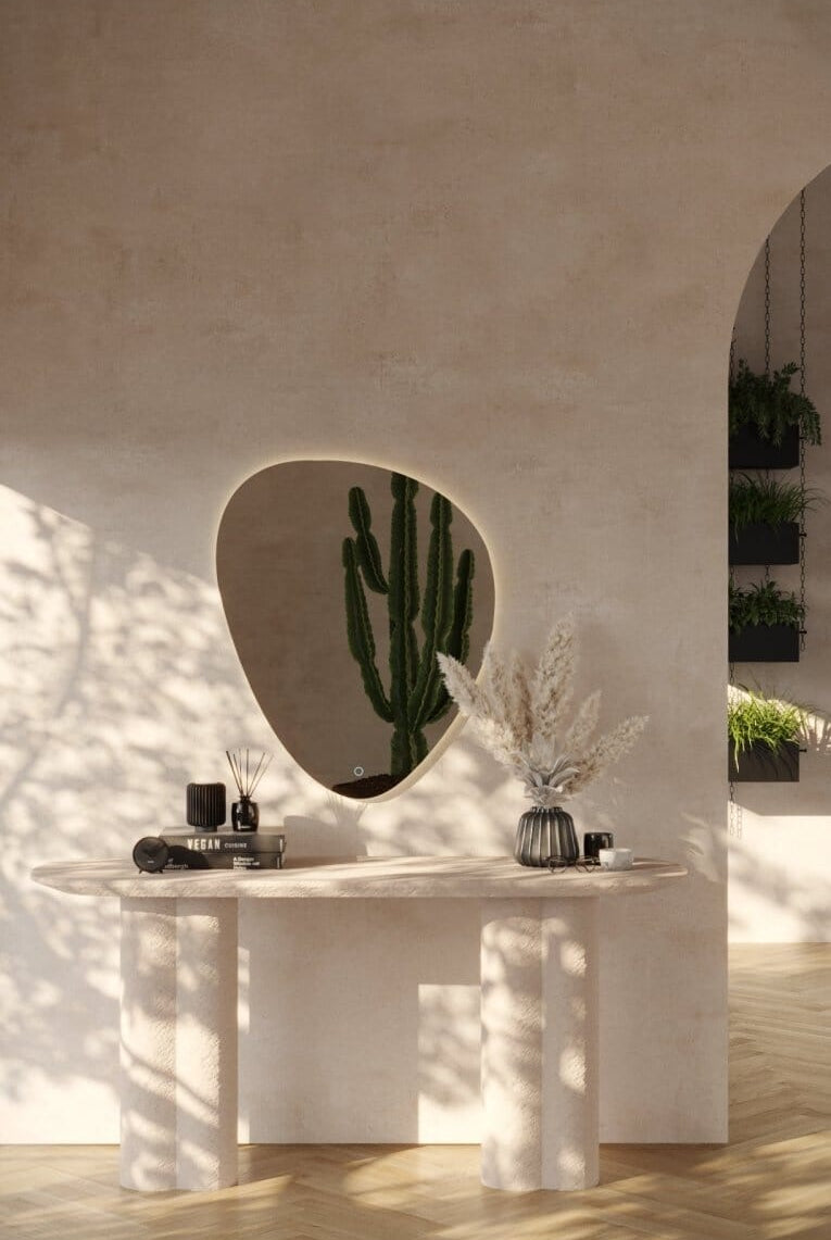 Nyla Triangle Frameless Irregular Wall Mirror with LED (90x80 CM)