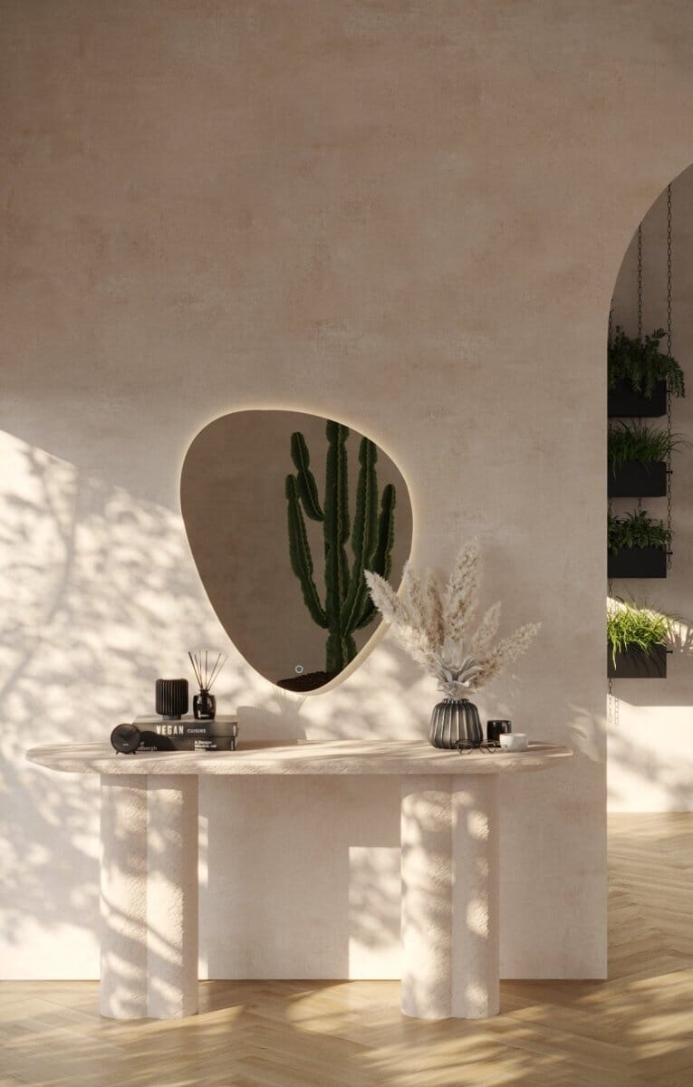 Nyla Triangle Frameless Irregular Wall Mirror with LED (90x80 CM)