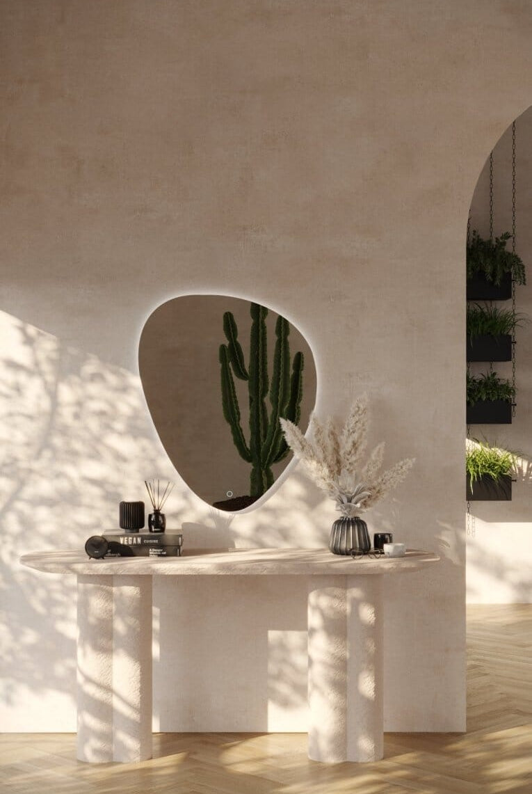 Nyla Triangle Frless Irregular Wall Mirror with LED (90x70 CM) Mirrors Homekode