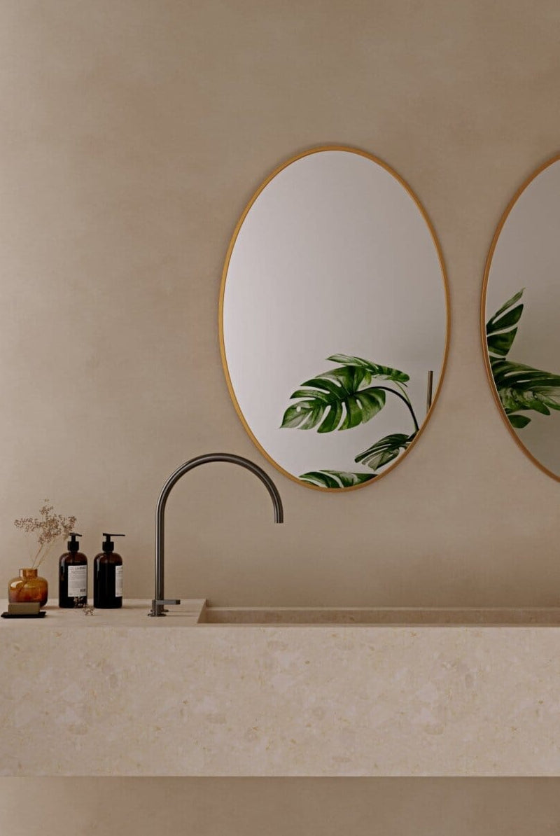 Gold Oval Shape Wall Mirror (60x90 CM)