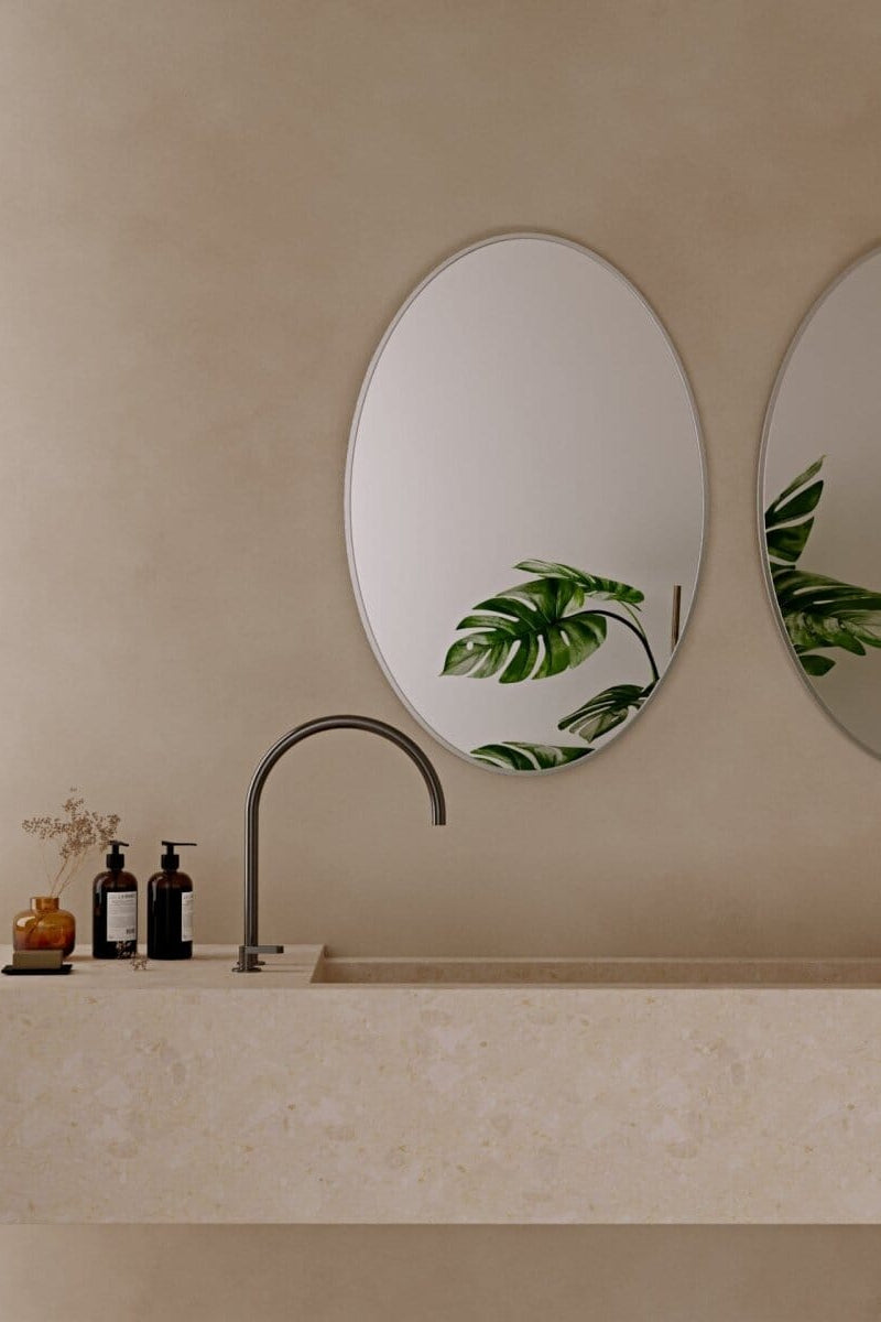 Silver Oval Wall Mirror (90x60 CM)