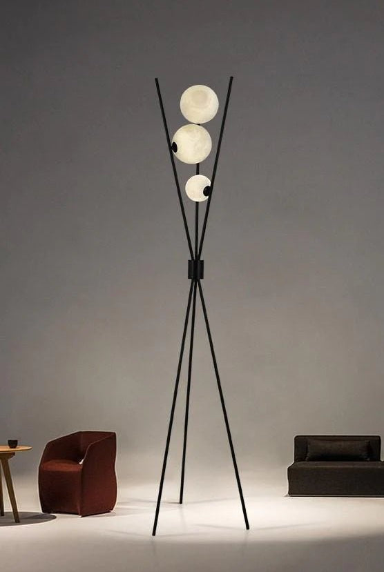 Black 3 Bubble Tripod Floor Lamp