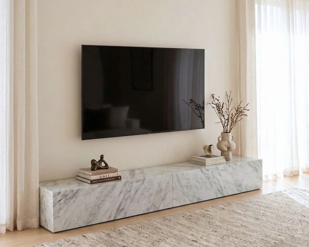 Wood, Rattan, or Marble? Choosing the Right TV Unit Material for UAE Homes