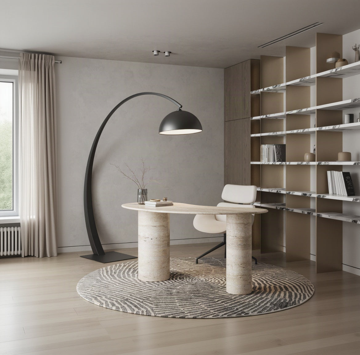 Darcia Irregular Top Travertine Desk