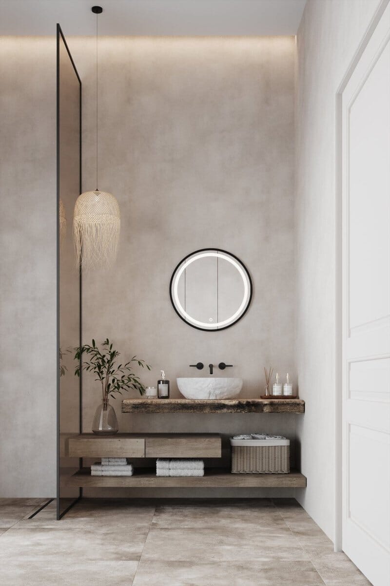 Ekin Black Frame Round Backlit LED Wall Mirror — In 5 Sizes – Homekode