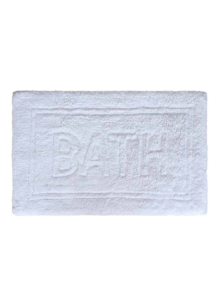White Written Shaggy Bath Mat (2 Sizes) Bathmat RAM 