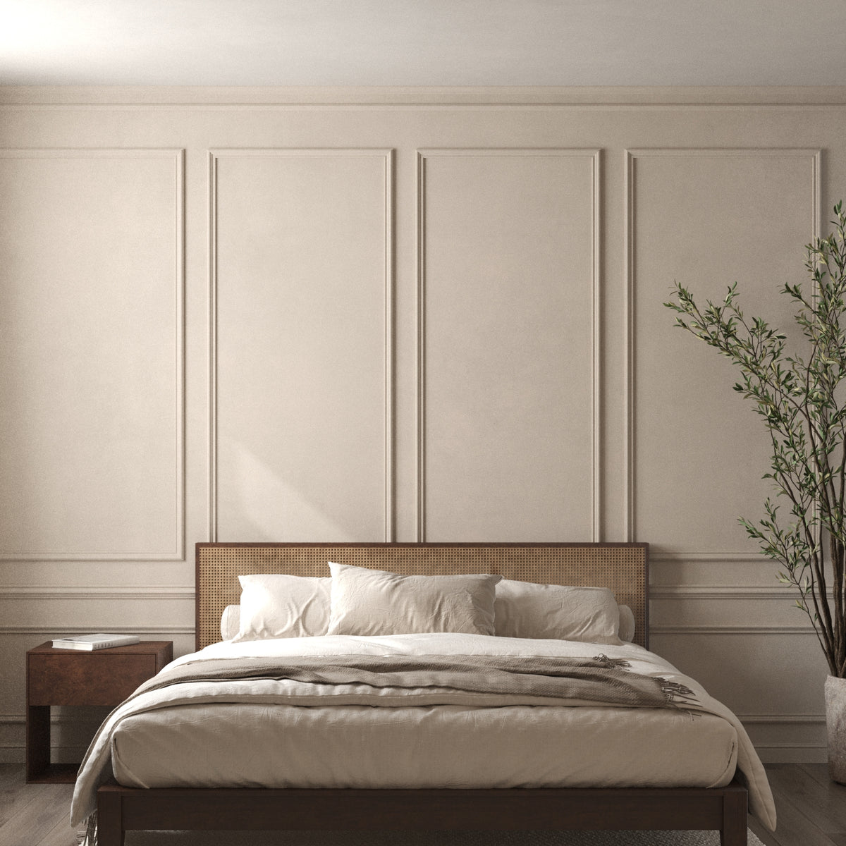 Midori Rattan Bed – Japanese Joinery Dark Wood Platform Frame Design ...